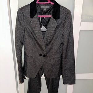 Grey and Black Blazer and Pants Set